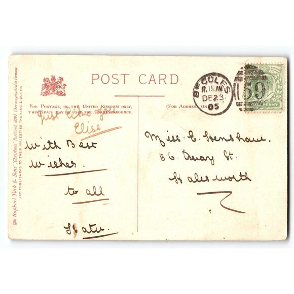 Vintage Sleeping Beauty Christmas Postcard by Raphael Tuck 1905 Fantasy - Picture 2 of 2